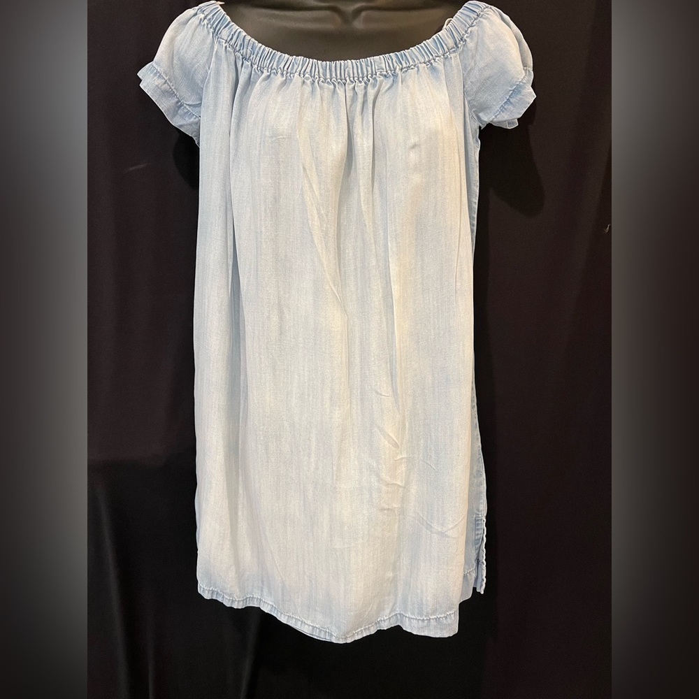 Anthropologie Cloth & Stone Blue Puff Sleeve Smocked dress